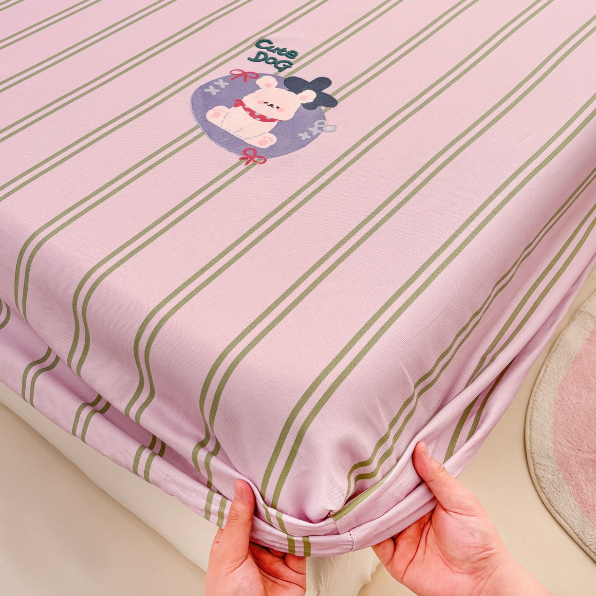 91家纺网 家纺一手货源 找家纺 卧趣家纺 2026新款全棉老粗布凉席席子床笠单件床笠单品单床笠绒布贴系列 趣梦