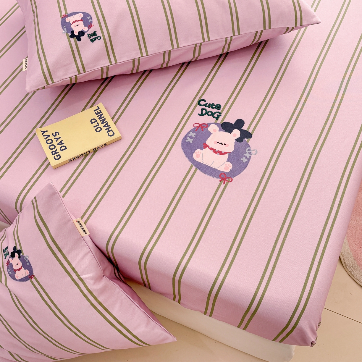 91家纺网 家纺一手货源 找家纺 卧趣家纺 2026新款全棉老粗布凉席席子床笠单件床笠单品单床笠绒布贴系列 趣梦