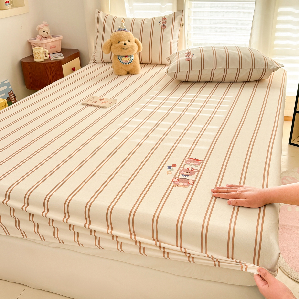 91家纺网 家纺一手货源 找家纺 卧趣家纺 2026新款全棉老粗布凉席席子床笠单件床笠单品单床笠绒布贴系列 叠叠乐