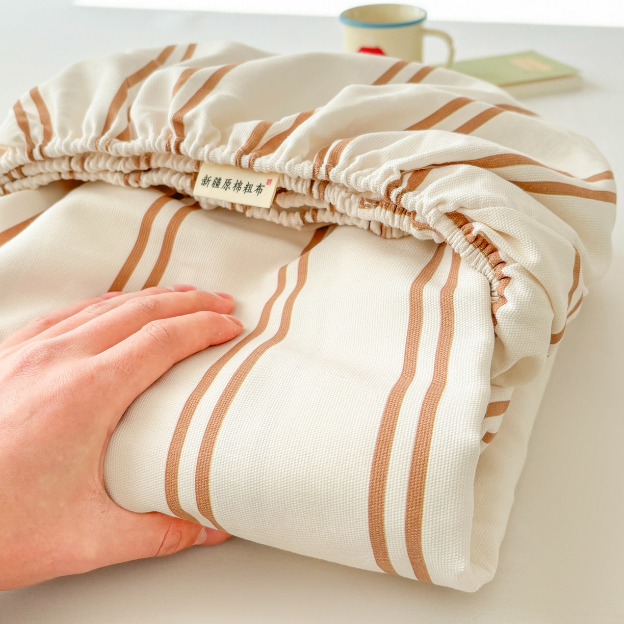 91家纺网 家纺一手货源 找家纺 卧趣家纺 2026新款全棉老粗布凉席席子床笠单件床笠单品单床笠绒布贴系列 叠叠乐