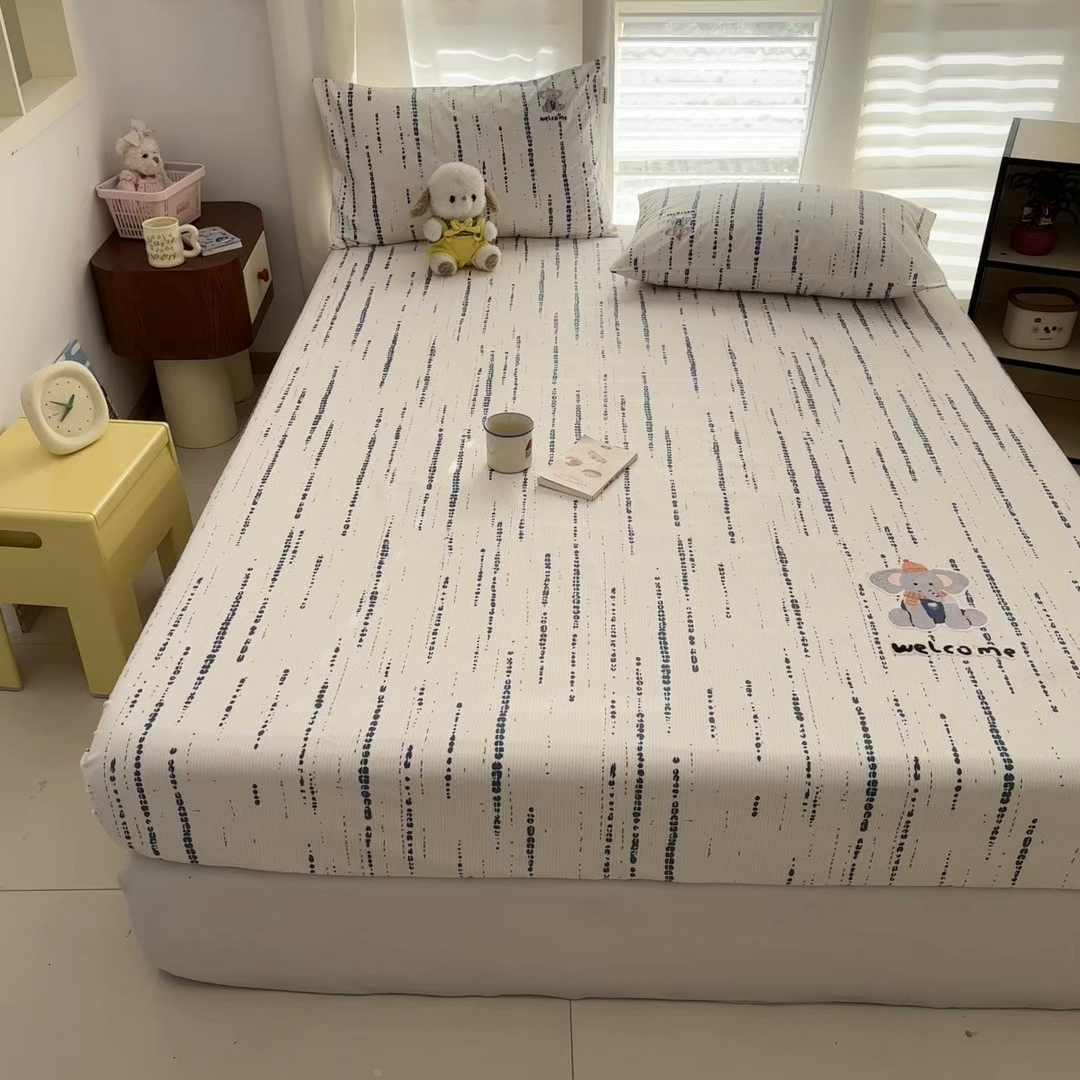 91家纺网 家纺一手货源 找家纺 卧趣家纺 2026新款全棉老粗布凉席席子床笠单件床笠单品单床笠绒布贴系列 小迎象