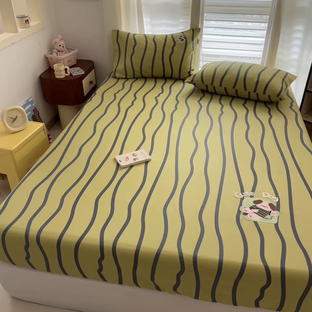 91家纺网 家纺一手货源 找家纺 卧趣家纺 2026新款全棉老粗布凉席席子床笠单件床笠单品单床笠绒布贴系列 汪汪奶盖