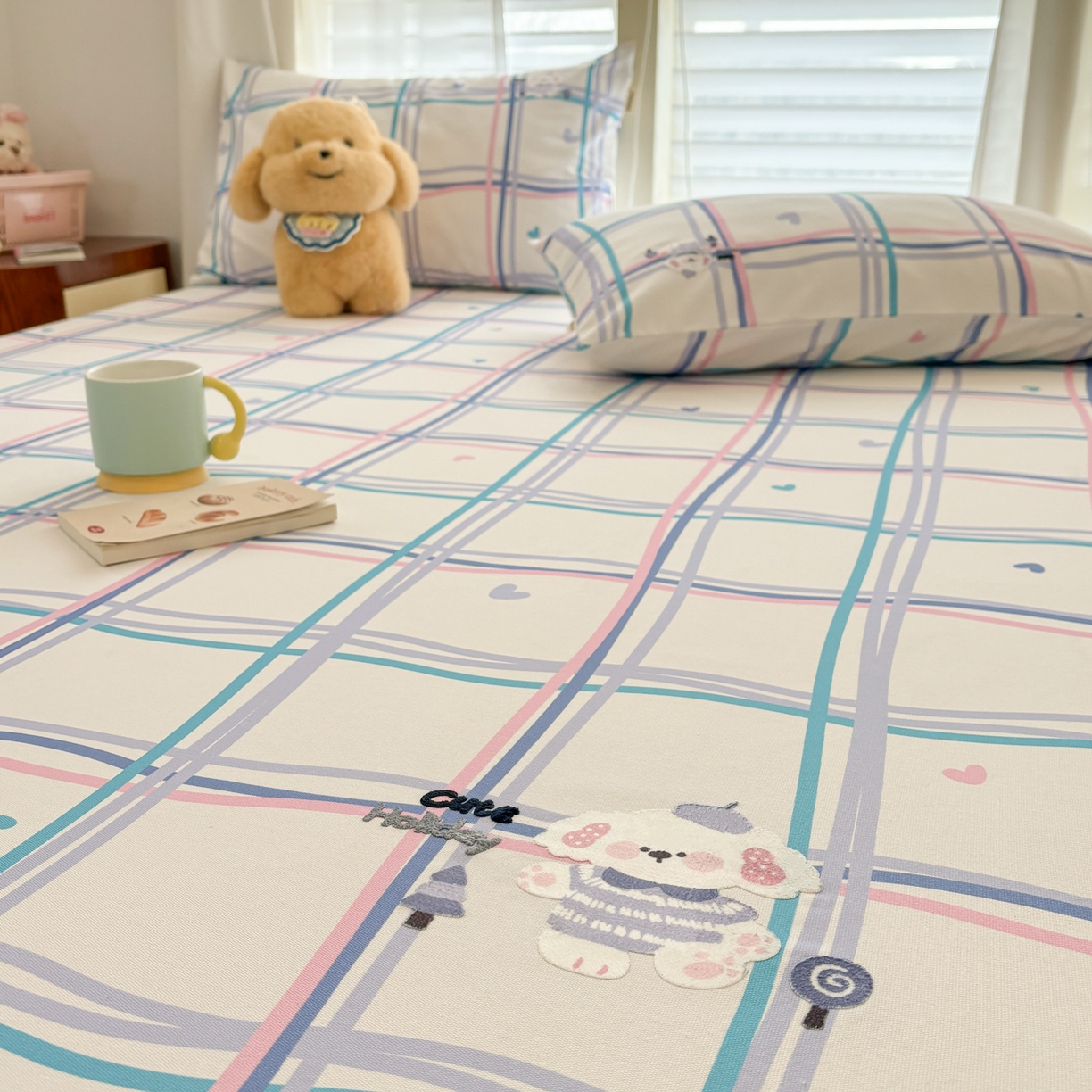 91家纺网 家纺一手货源 找家纺 卧趣家纺 2026新款全棉老粗布凉席席子床笠单件床笠单品单床笠绒布贴系列 泡芙奶盖