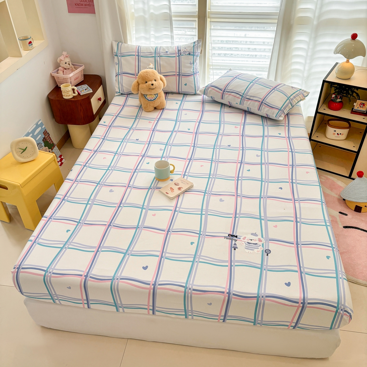 91家纺网 家纺一手货源 找家纺 卧趣家纺 2026新款全棉老粗布凉席席子床笠单件床笠单品单床笠绒布贴系列 泡芙奶盖