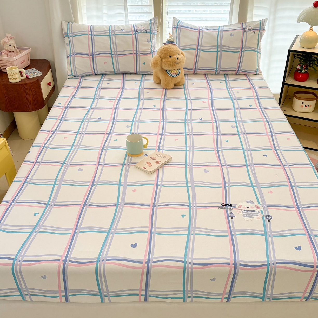 91家纺网 家纺一手货源 找家纺 卧趣家纺 2026新款全棉老粗布凉席席子床笠单件床笠单品单床笠绒布贴系列 泡芙奶盖