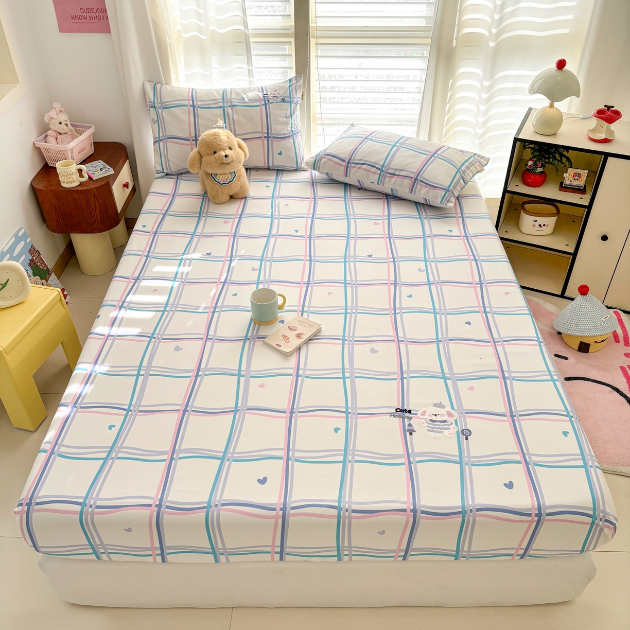 91家纺网 家纺一手货源 找家纺 卧趣家纺 2026新款全棉老粗布凉席席子床笠单件床笠单品单床笠绒布贴系列 泡芙奶盖