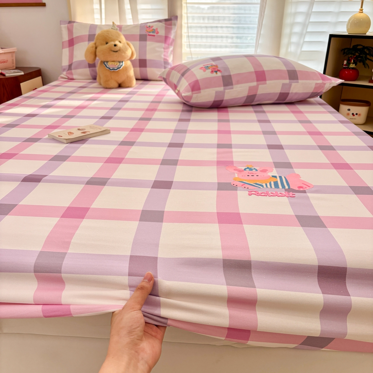 91家纺网 家纺一手货源 找家纺 卧趣家纺 2026新款全棉老粗布凉席席子床笠单件床笠单品单床笠绒布贴系列 甜梦兔