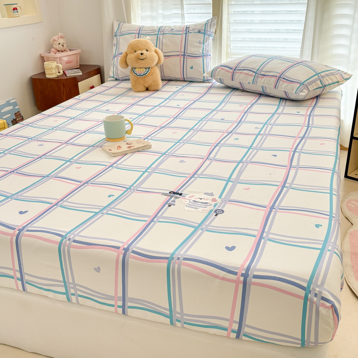 91家纺网 家纺一手货源 找家纺 卧趣家纺 2026新款全棉老粗布凉席席子床笠单件床笠单品单床笠绒布贴系列 泡芙奶盖