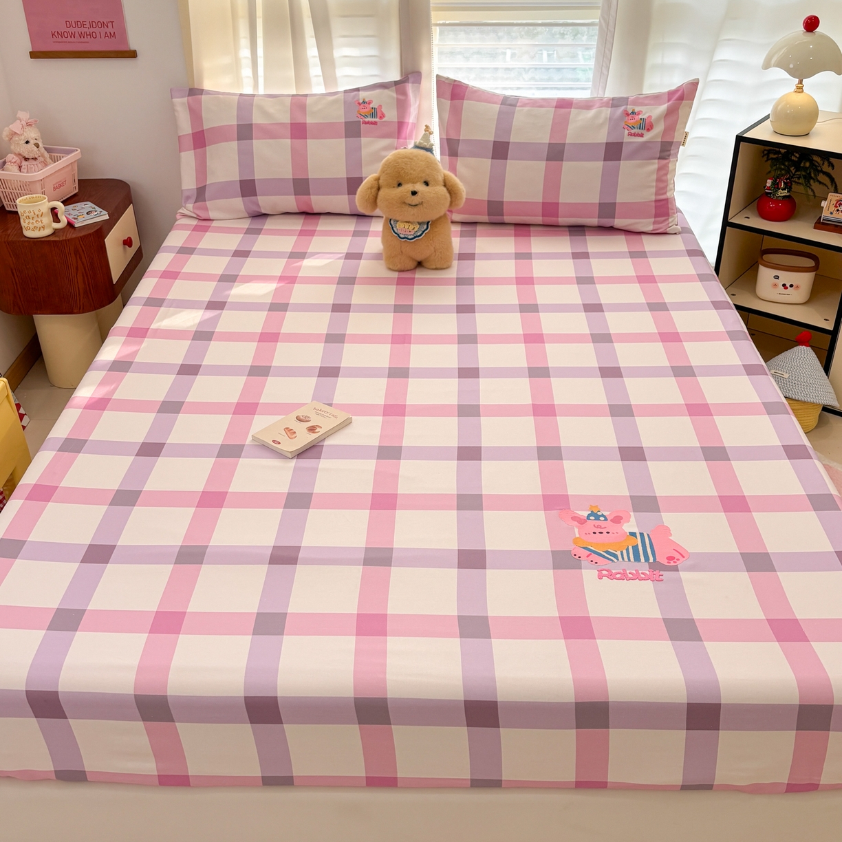 91家纺网 家纺一手货源 找家纺 卧趣家纺 2026新款全棉老粗布凉席席子床笠单件床笠单品单床笠绒布贴系列 甜梦兔