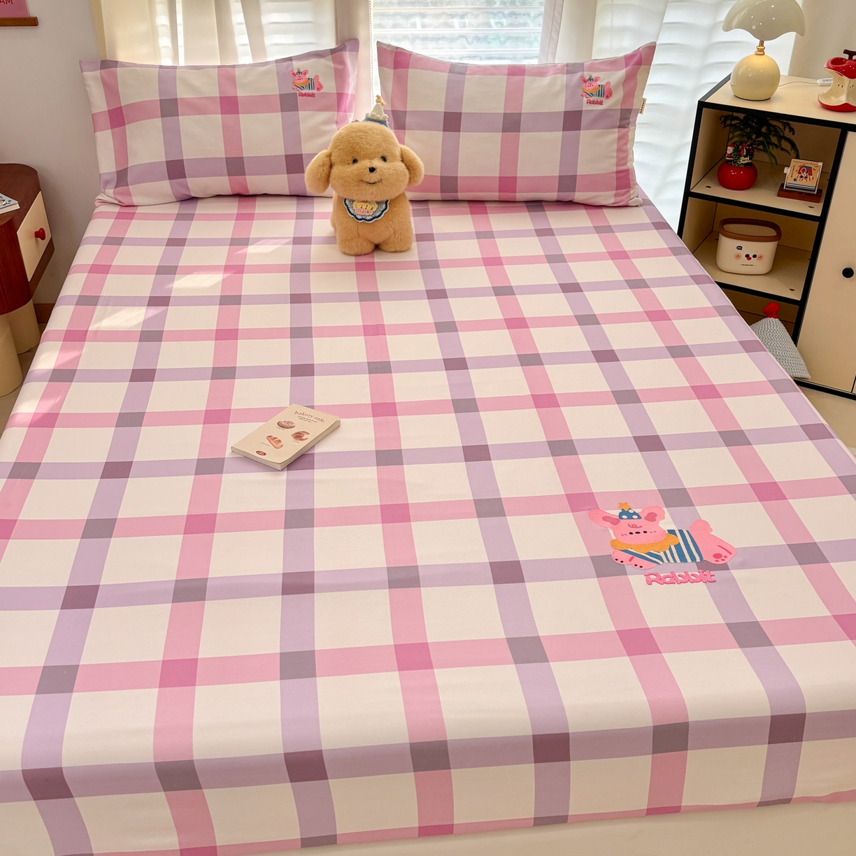 91家纺网 家纺一手货源 找家纺 卧趣家纺 2026新款全棉老粗布凉席席子床笠单件床笠单品单床笠绒布贴系列 甜梦兔