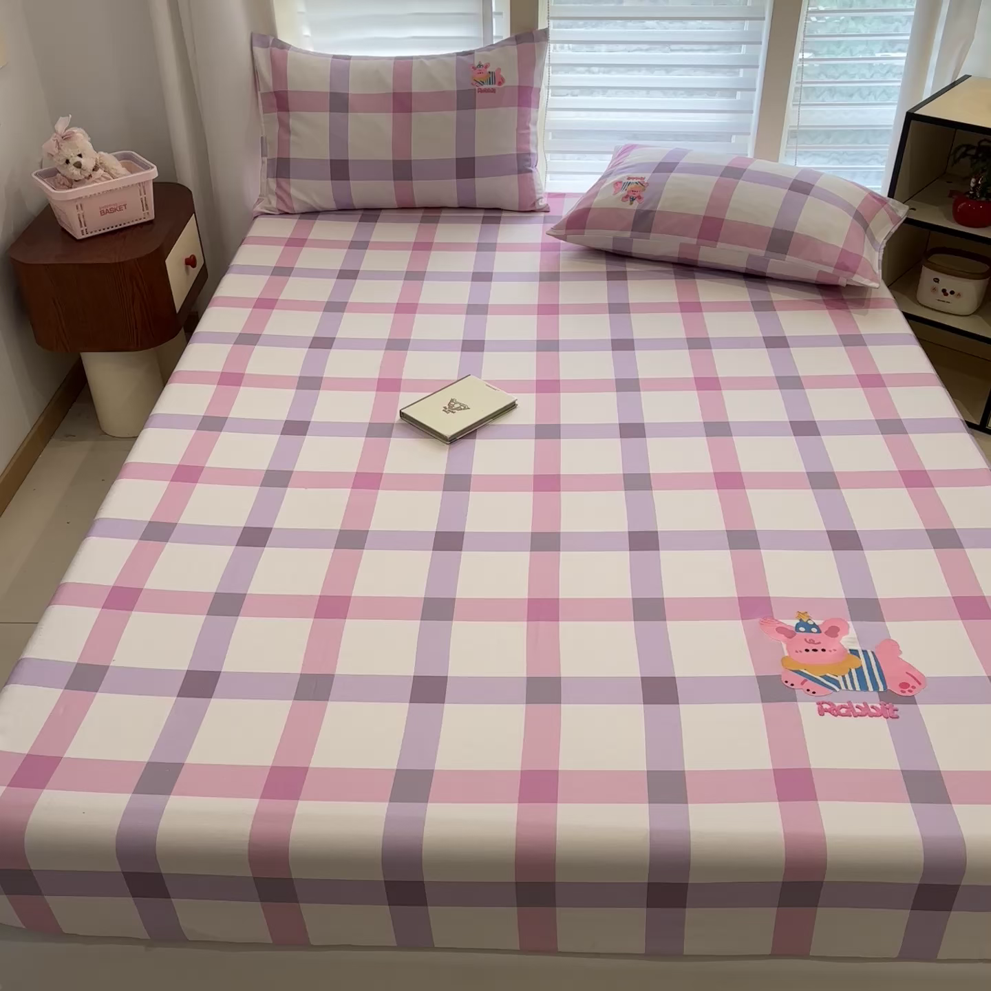 91家纺网 家纺一手货源 找家纺 卧趣家纺 2026新款全棉老粗布凉席席子床笠单件床笠单品单床笠绒布贴系列 甜梦兔