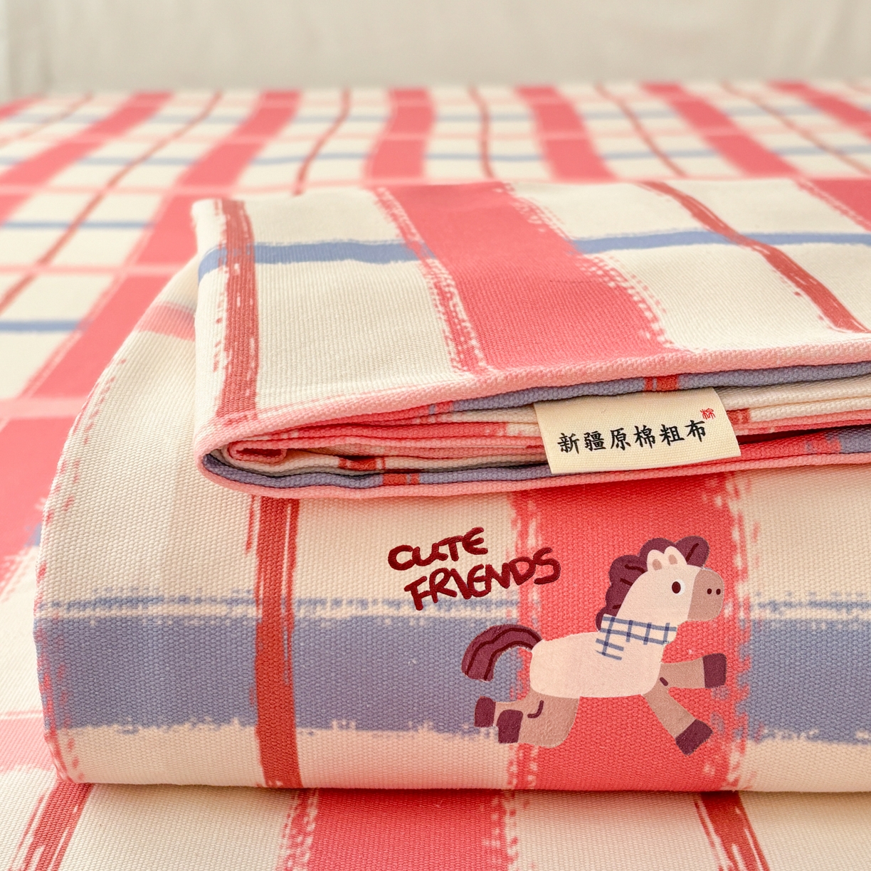 91家纺网 家纺一手货源 找家纺 卧趣家纺 2026新款全棉老粗布凉席席子床单单件单品床单单床单绒布贴系列 摇摇马