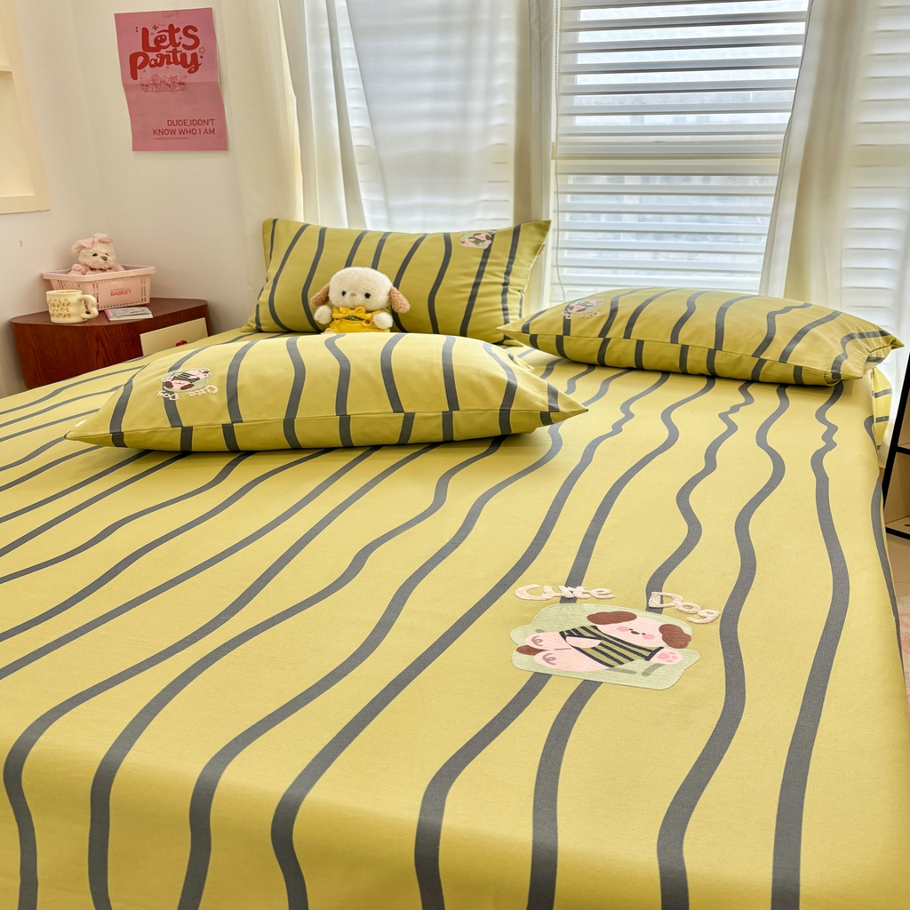 91家纺网 家纺一手货源 找家纺 卧趣家纺 2026新款全棉老粗布凉席席子床单单件单品床单单床单绒布贴系列 汪汪奶盖