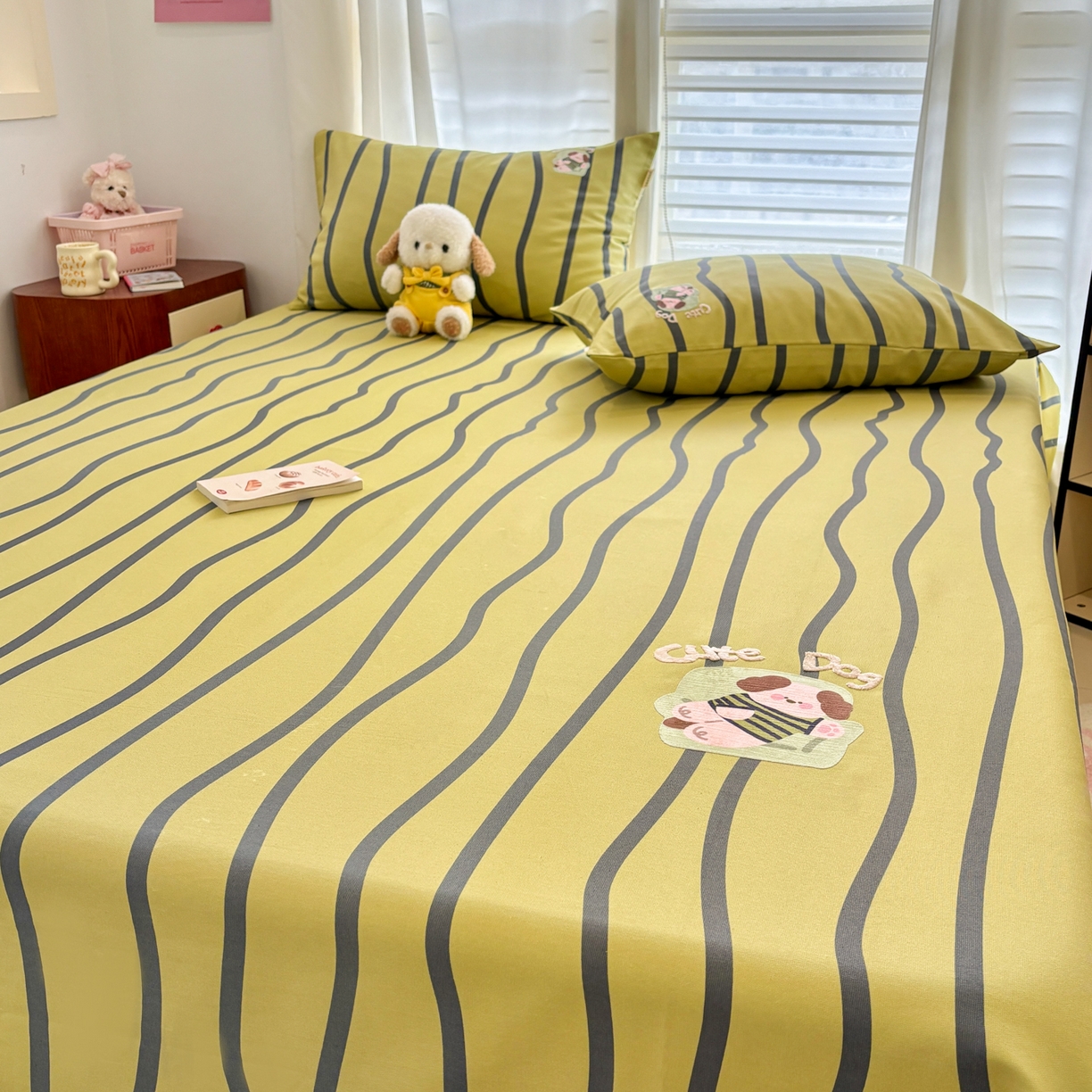 91家纺网 家纺一手货源 找家纺 卧趣家纺 2026新款全棉老粗布凉席席子床单单件单品床单单床单绒布贴系列 汪汪奶盖