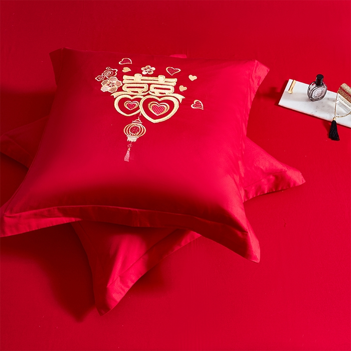 91家纺网 家纺一手货源 找家纺 富之雅婚庆 2026新款全棉刺绣长绒棉婚庆四件套多件套 喜多多