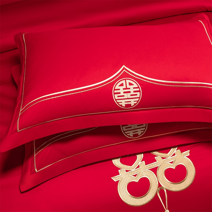 91家纺网 家纺一手货源 找家纺 富之雅婚庆 2026新款全棉刺绣长绒棉婚庆四件套多件套 家家有喜