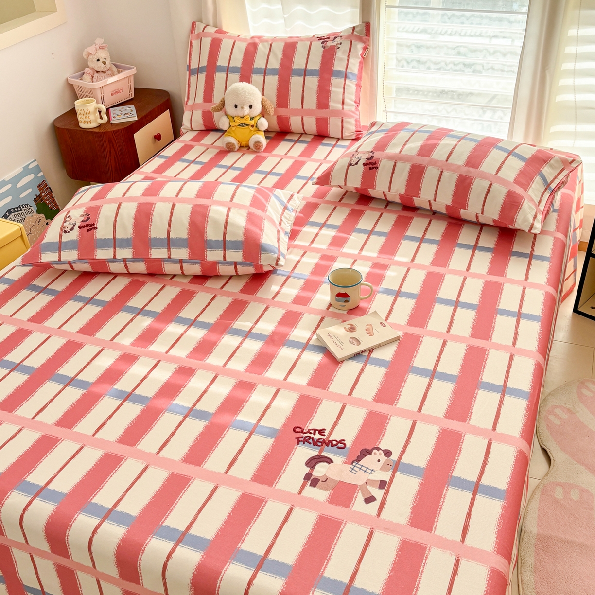 91家纺网 家纺一手货源 找家纺 卧趣家纺 2026新款全棉老粗布凉席席子床单单件单品床单单床单绒布贴系列 摇摇马