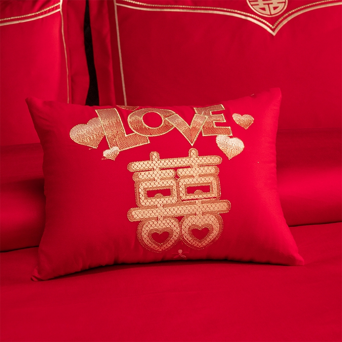 91家纺网 家纺一手货源 找家纺 富之雅婚庆 2026新款全棉刺绣长绒棉婚庆四件套多件套 家家有喜