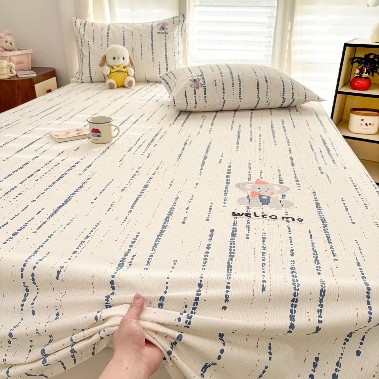 91家纺网 家纺一手货源 找家纺 卧趣家纺 2026新款全棉老粗布凉席席子床单单件单品床单单床单绒布贴系列 小迎象