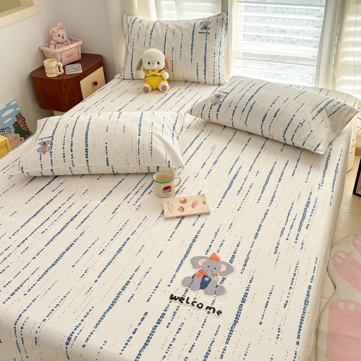 91家纺网 家纺一手货源 找家纺 卧趣家纺 2026新款全棉老粗布凉席席子床单单件单品床单单床单绒布贴系列 小迎象