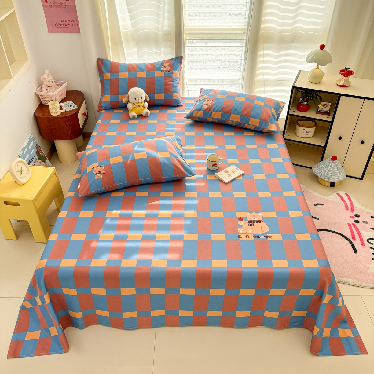 91家纺网 家纺一手货源 找家纺 卧趣家纺 2026新款全棉老粗布凉席席子床单单件单品床单单床单绒布贴系列 莓果熊