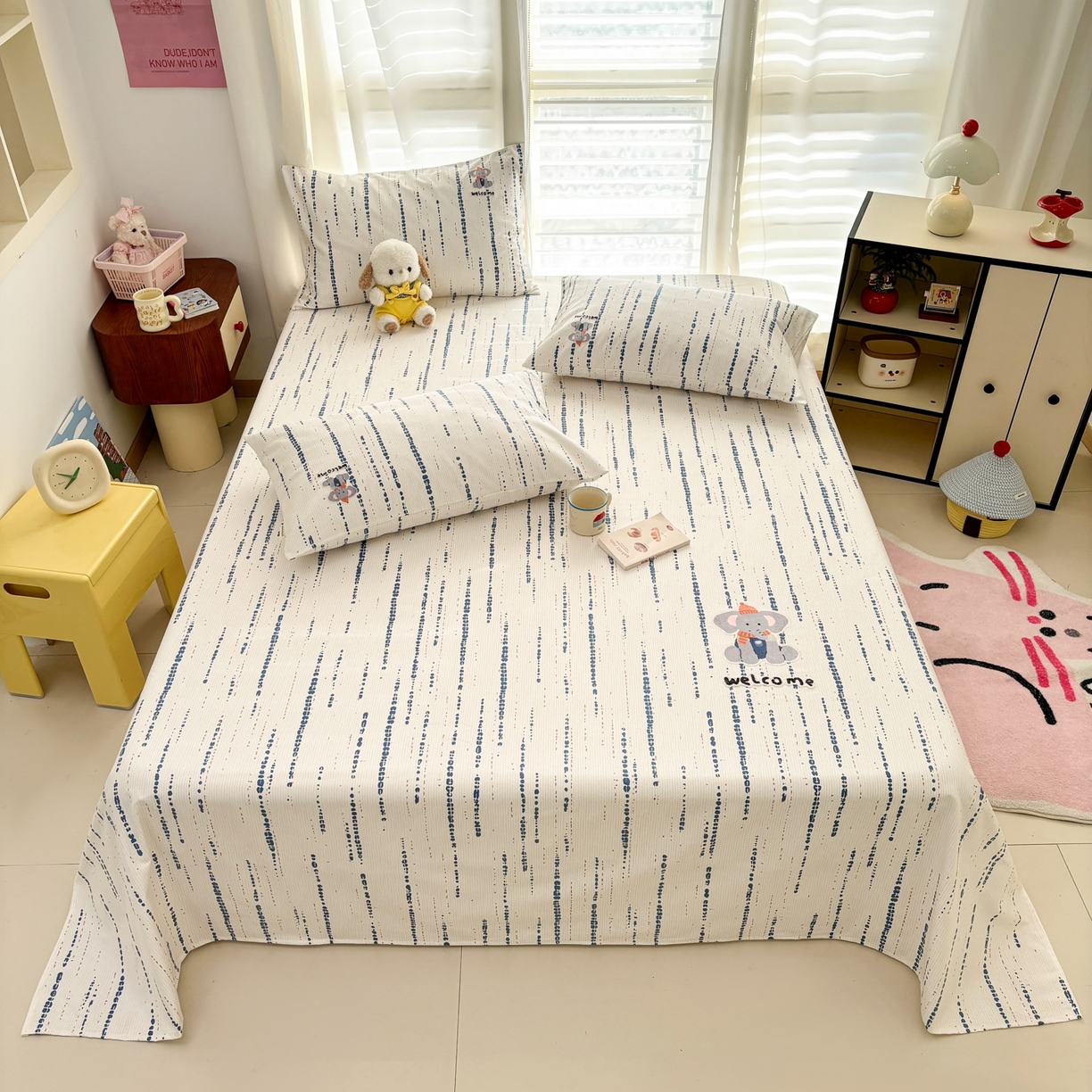 91家纺网 家纺一手货源 找家纺 卧趣家纺 2026新款全棉老粗布凉席席子床单单件单品床单单床单绒布贴系列 小迎象