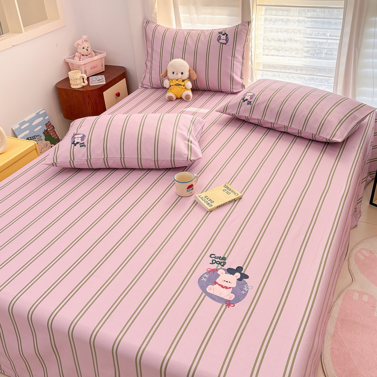 91家纺网 家纺一手货源 找家纺 卧趣家纺 2026新款全棉老粗布凉席席子床单单件单品床单单床单绒布贴系列 趣梦