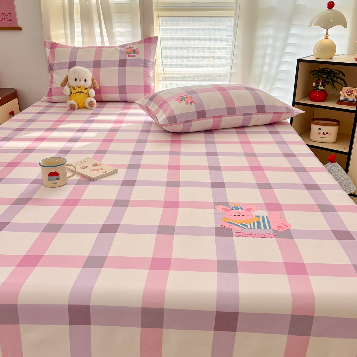 91家纺网 家纺一手货源 找家纺 卧趣家纺 2026新款全棉老粗布凉席席子床单单件单品床单单床单绒布贴系列 甜梦兔