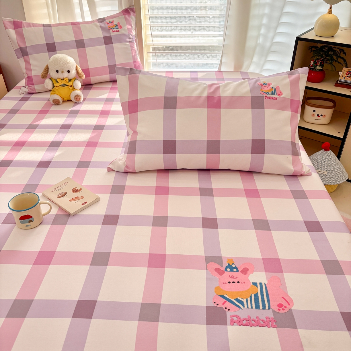 91家纺网 家纺一手货源 找家纺 卧趣家纺 2026新款全棉老粗布凉席席子床单单件单品床单单床单绒布贴系列 甜梦兔