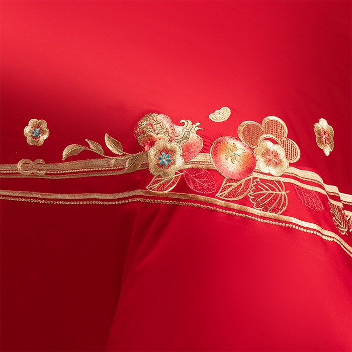 91家纺网 家纺一手货源 找家纺 富之雅婚庆 2026新款全棉刺绣长绒棉婚庆四件套多件套 良辰相守