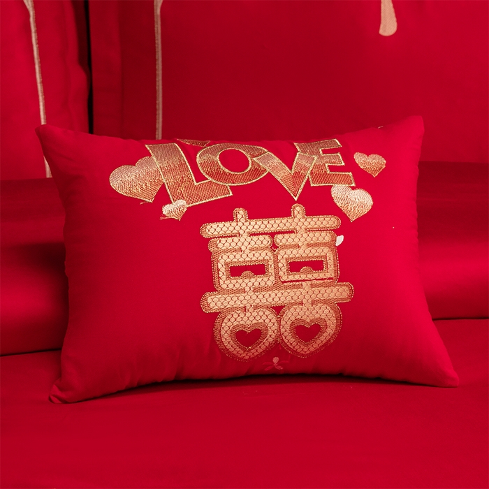 91家纺网 家纺一手货源 找家纺 富之雅婚庆 2026新款全棉刺绣长绒棉婚庆四件套多件套 金龙玉凤