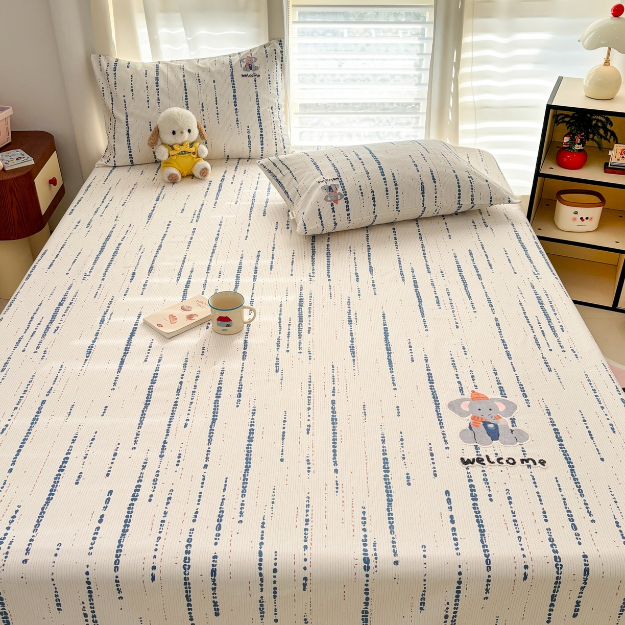 91家纺网 家纺一手货源 找家纺 卧趣家纺 2026新款全棉老粗布凉席席子床单单件单品床单单床单绒布贴系列 小迎象