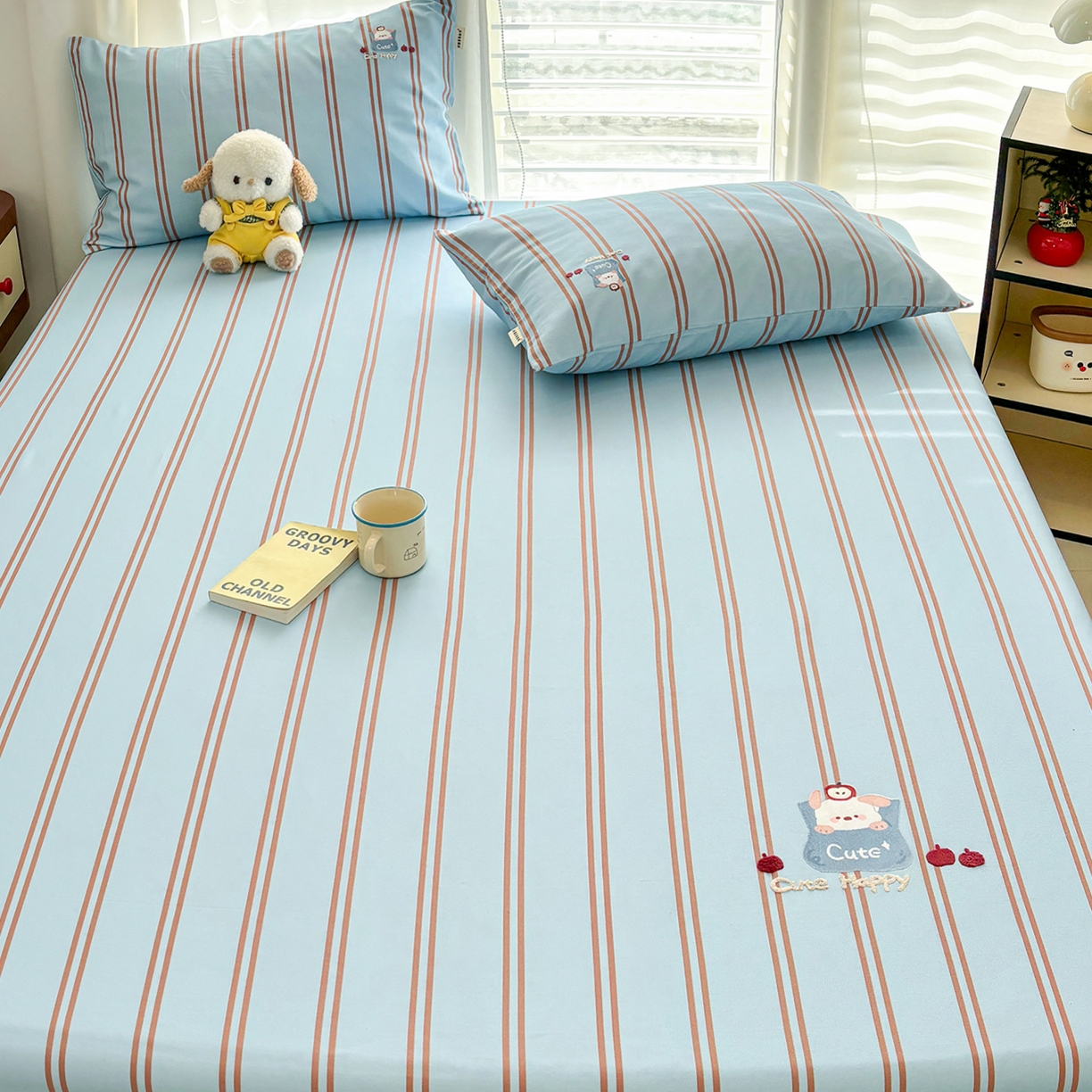 91家纺网 家纺一手货源 找家纺 卧趣家纺 2026新款全棉老粗布凉席席子床单单件单品床单单床单绒布贴系列 口袋萌宠