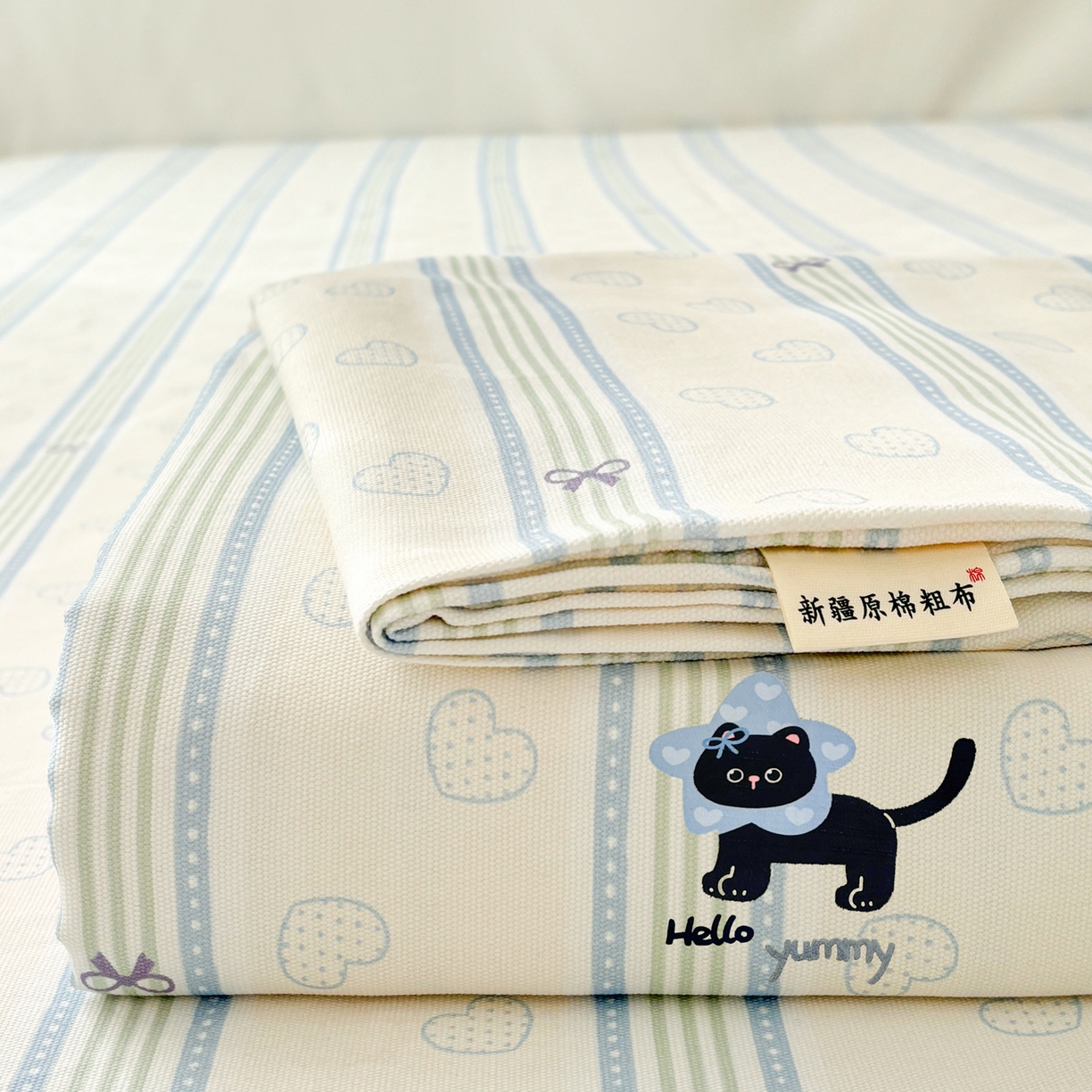 卧趣家纺 2026新款全棉老粗布凉席席子床单单件单品床单单床单绒布贴系列 萌星