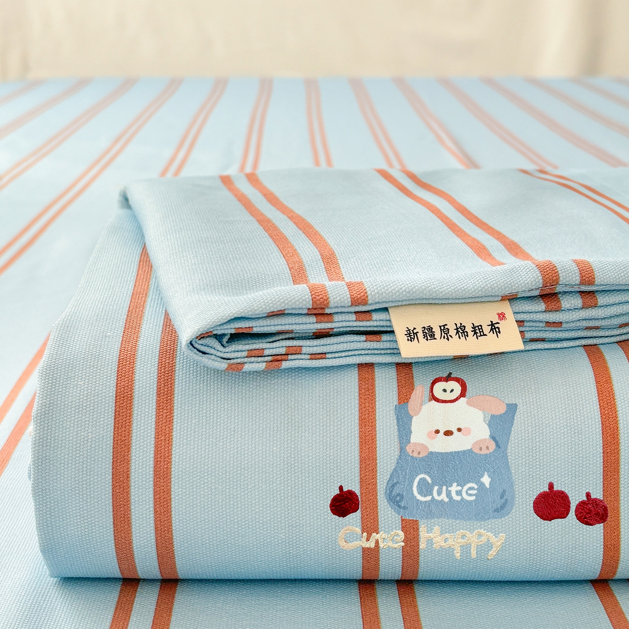 91家纺网 家纺一手货源 找家纺 卧趣家纺 2026新款全棉老粗布凉席席子床单单件单品床单单床单绒布贴系列 口袋萌宠