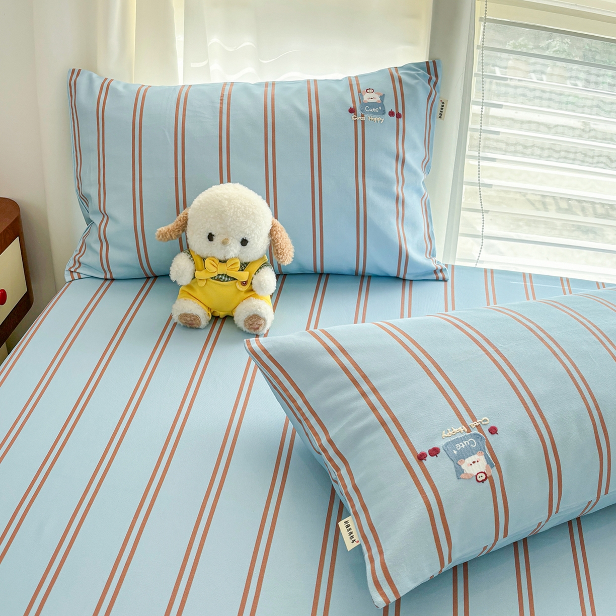 91家纺网 家纺一手货源 找家纺 卧趣家纺 2026新款全棉老粗布凉席席子床单单件单品床单单床单绒布贴系列 口袋萌宠