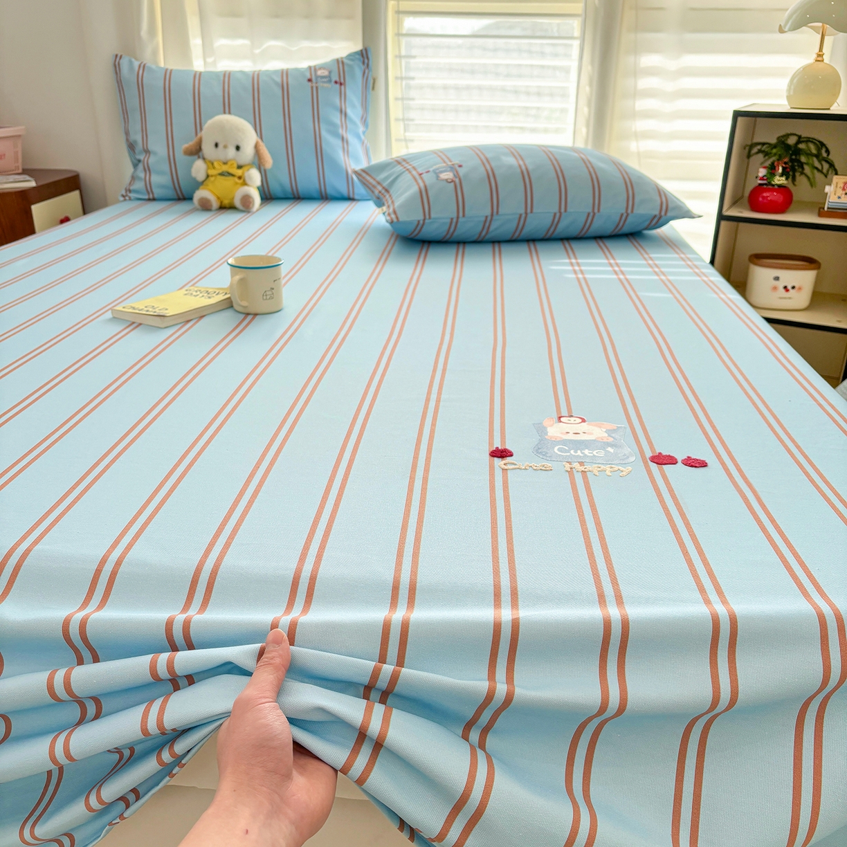 91家纺网 家纺一手货源 找家纺 卧趣家纺 2026新款全棉老粗布凉席席子床单单件单品床单单床单绒布贴系列 口袋萌宠