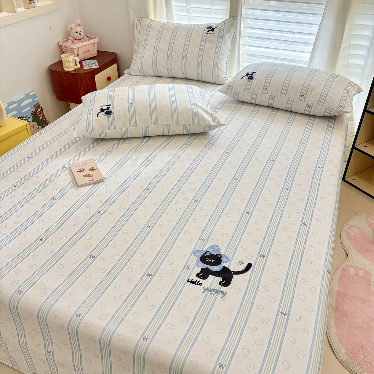 91家纺网 家纺一手货源 找家纺 卧趣家纺 2026新款全棉老粗布凉席席子床单单件单品床单单床单绒布贴系列 萌星