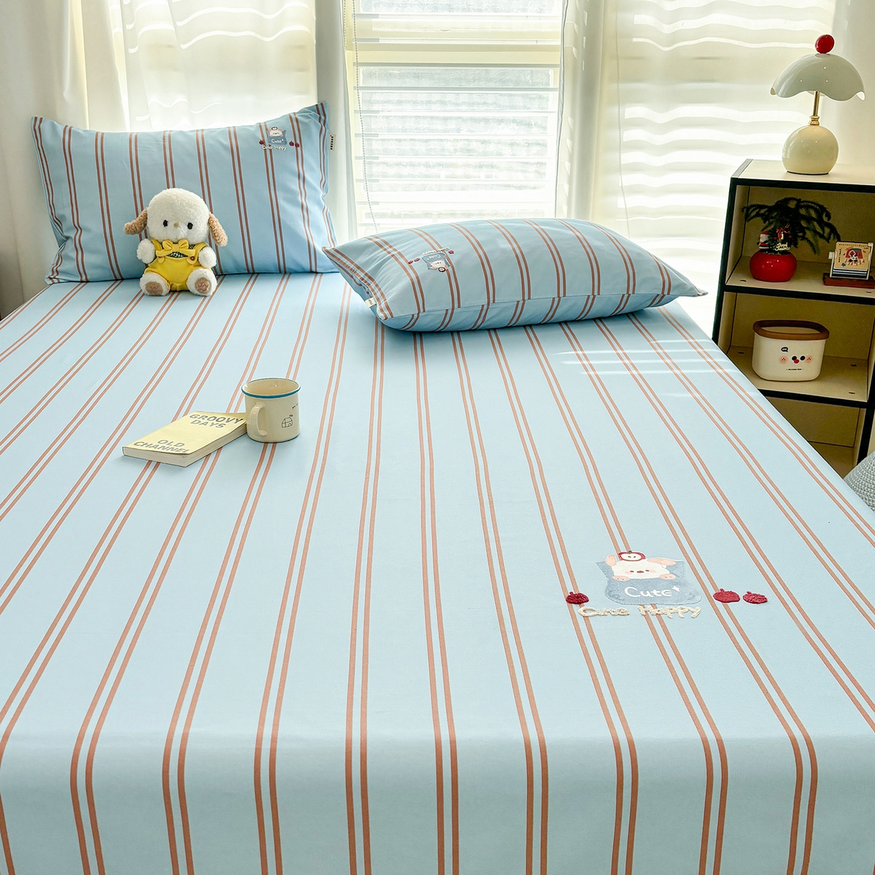 91家纺网 家纺一手货源 找家纺 卧趣家纺 2026新款全棉老粗布凉席席子床单单件单品床单单床单绒布贴系列 口袋萌宠