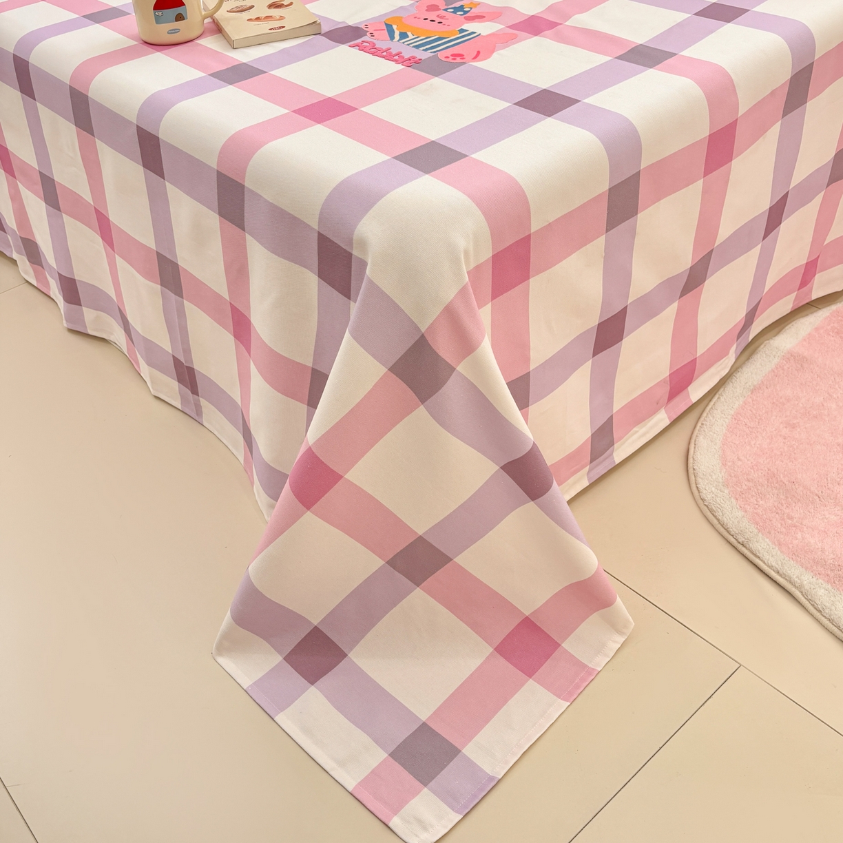 91家纺网 家纺一手货源 找家纺 卧趣家纺 2026新款全棉老粗布凉席席子床单单件单品床单单床单绒布贴系列 甜梦兔