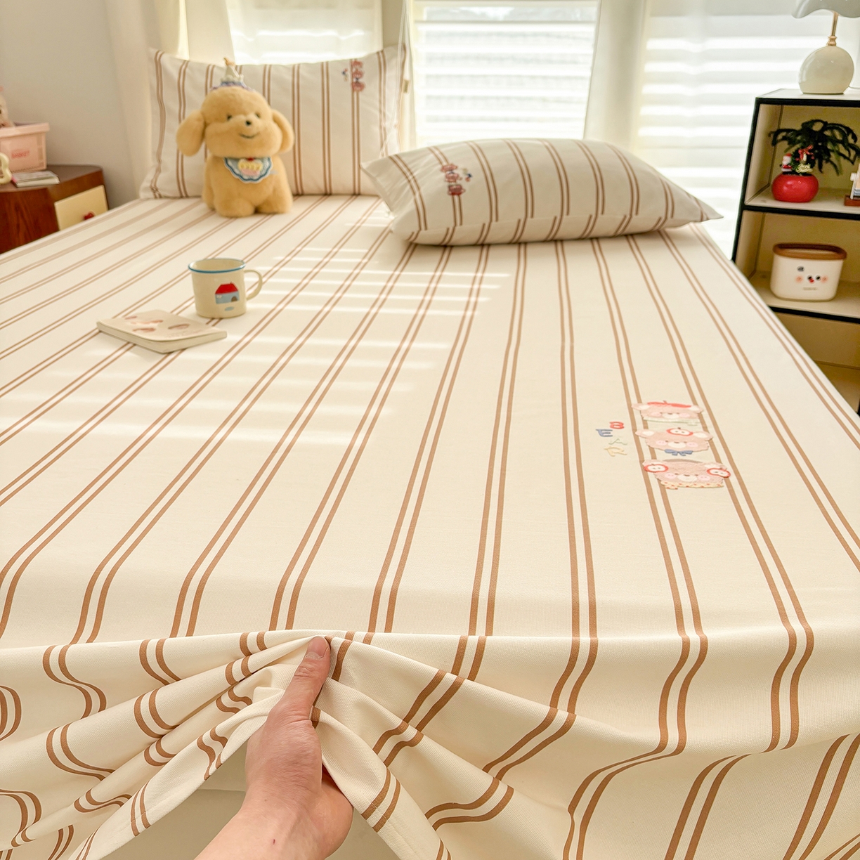 91家纺网 家纺一手货源 找家纺 卧趣家纺 2026新款全棉老粗布凉席席子床单单件单品床单单床单绒布贴系列 叠叠乐