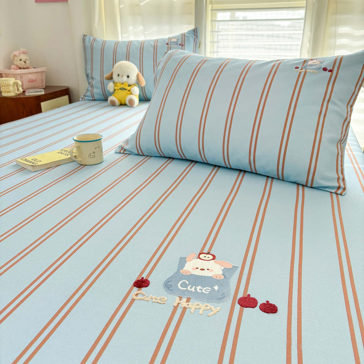 91家纺网 家纺一手货源 找家纺 卧趣家纺 2026新款全棉老粗布凉席席子床单单件单品床单单床单绒布贴系列 口袋萌宠