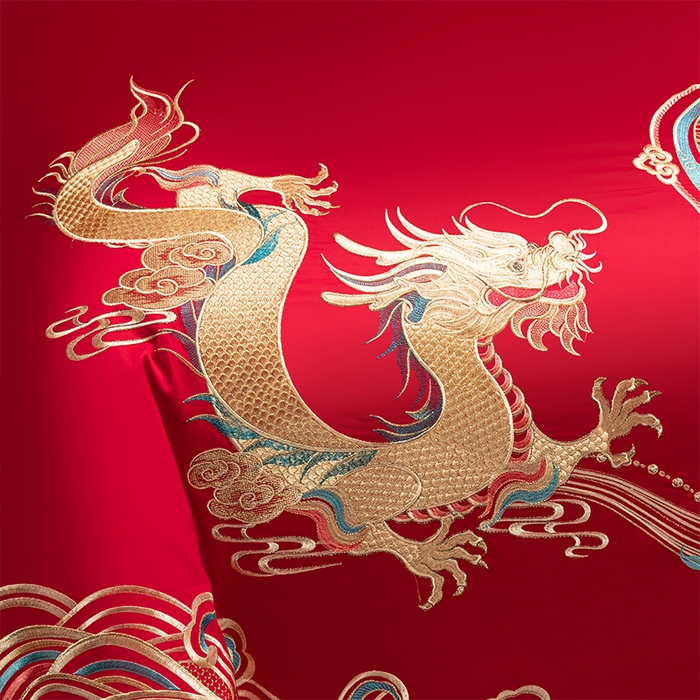 91家纺网 家纺一手货源 找家纺 富之雅婚庆 2026新款全棉刺绣长绒棉婚庆四件套多件套 龙凤佳缘