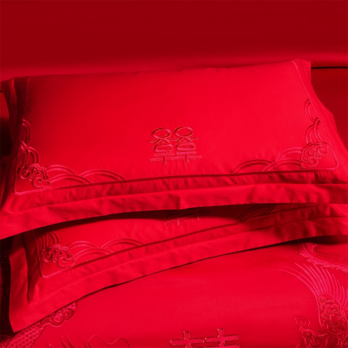 91家纺网 家纺一手货源 找家纺 富之雅婚庆 2026新款全棉刺绣长绒棉婚庆四件套多件套 祥龙禧凤