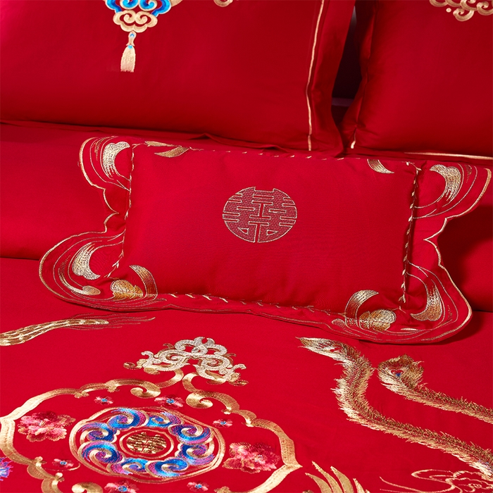 91家纺网 家纺一手货源 找家纺 富之雅婚庆 2026新款全棉刺绣长绒棉婚庆四件套多件套 皇家龙凤