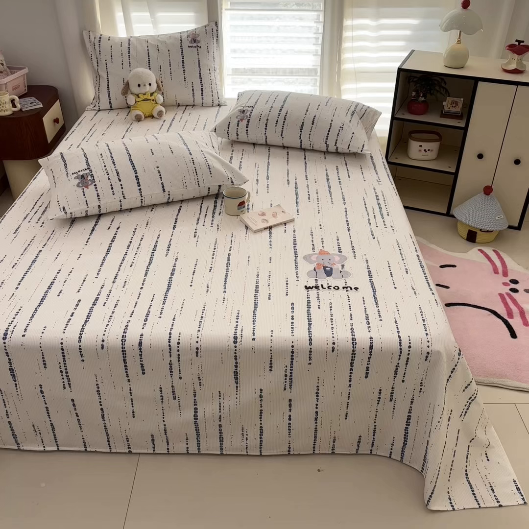 91家纺网 家纺一手货源 找家纺 卧趣家纺 2026新款全棉老粗布凉席席子床单单件单品床单单床单绒布贴系列 小迎象