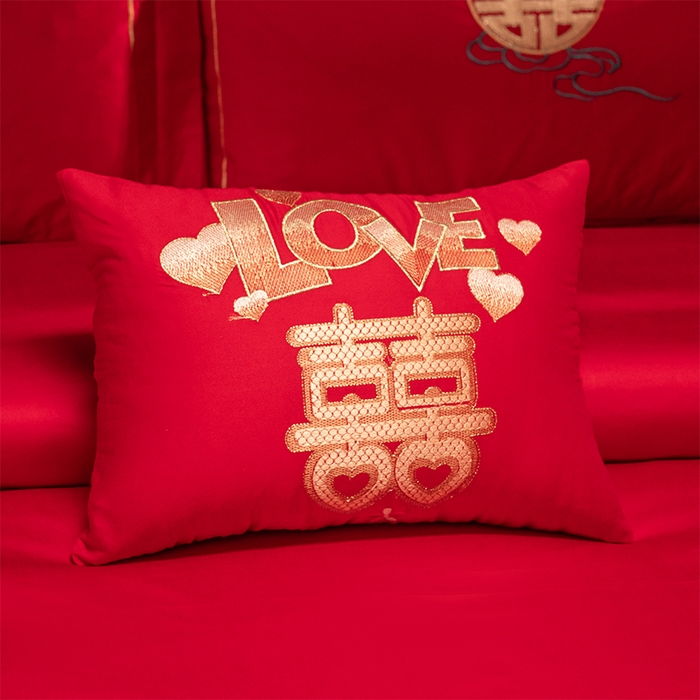 91家纺网 家纺一手货源 找家纺 富之雅婚庆 2026新款全棉刺绣长绒棉婚庆四件套多件套 良辰相守