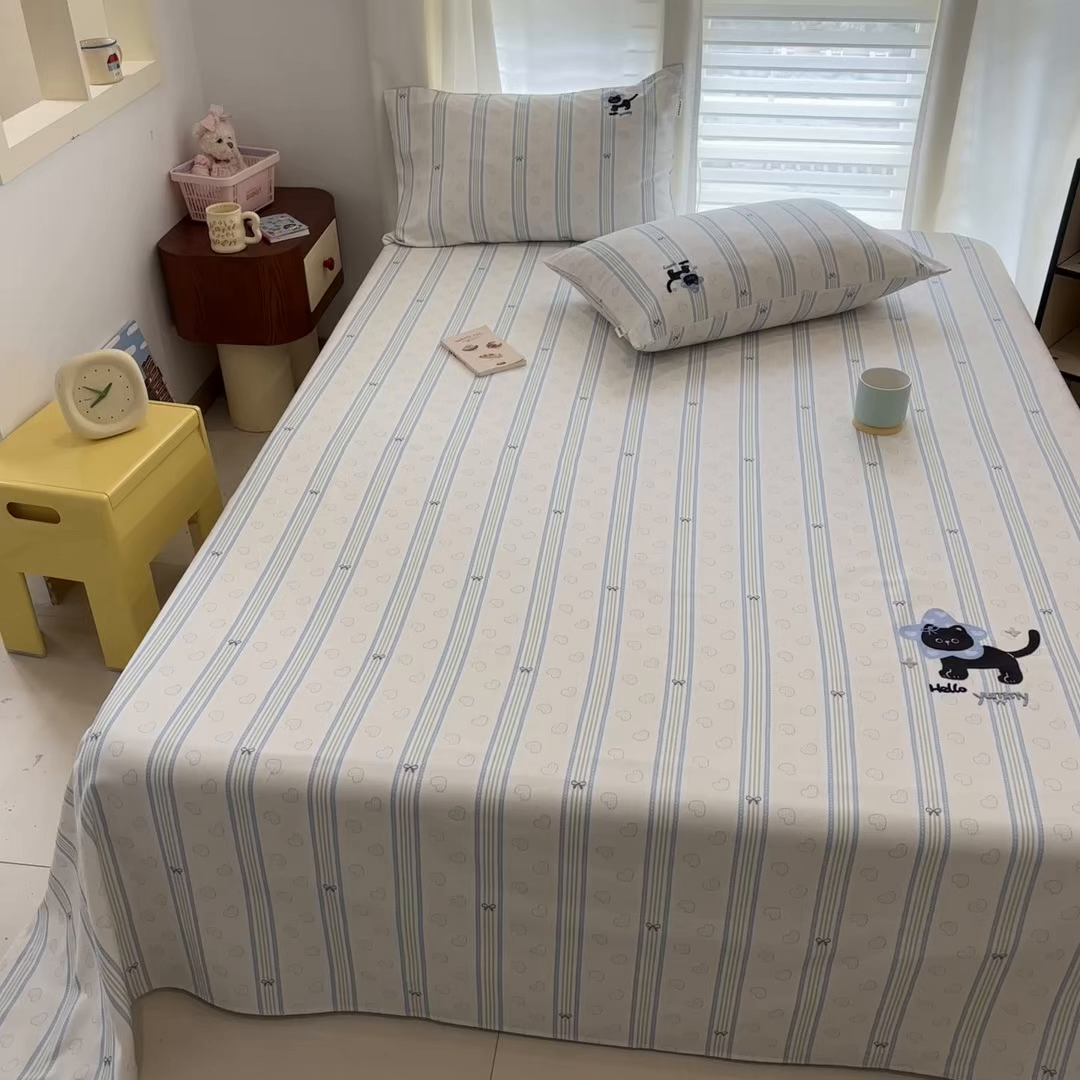 91家纺网 家纺一手货源 找家纺 卧趣家纺 2026新款全棉老粗布凉席席子床单单件单品床单单床单绒布贴系列 萌星