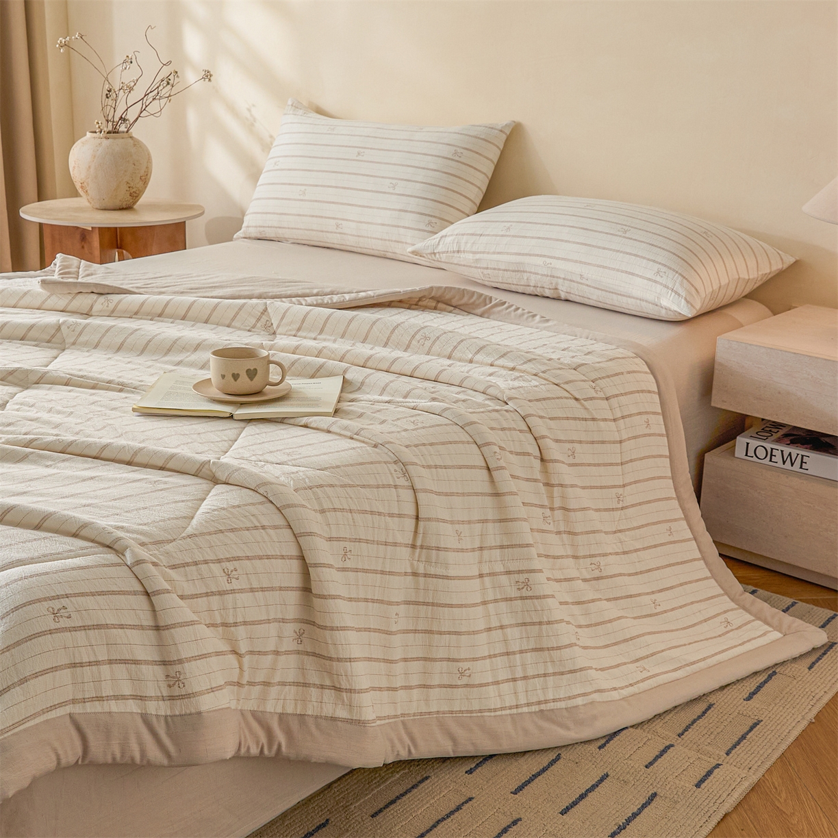 91家纺网 家纺一手货源 找家纺 （总）尊妙被业 2026新款亚麻印花新疆棉花夏被