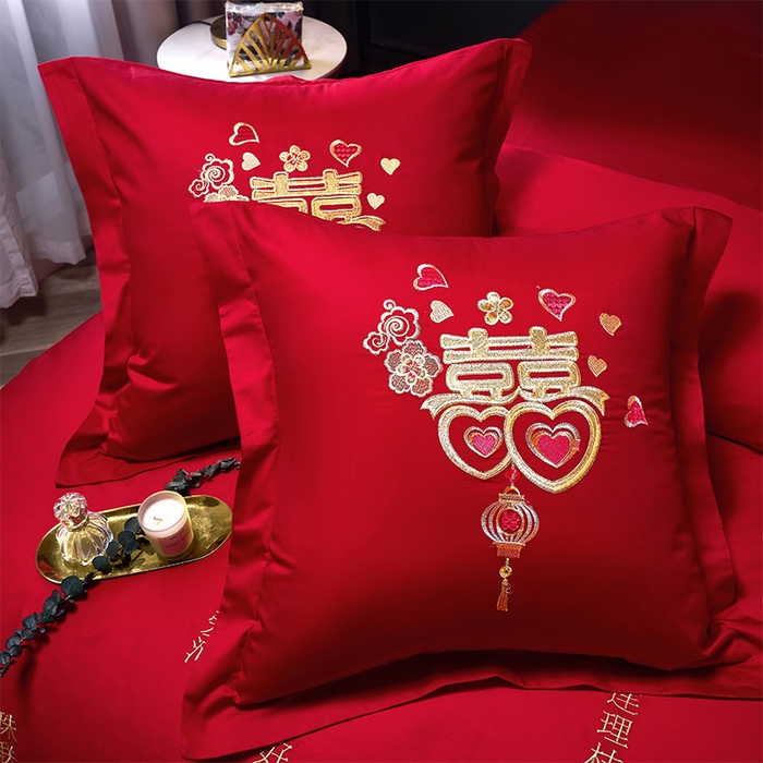 91家纺网 家纺一手货源 找家纺 富之雅婚庆 2026新款全棉刺绣长绒棉婚庆四件套多件套 天生一对